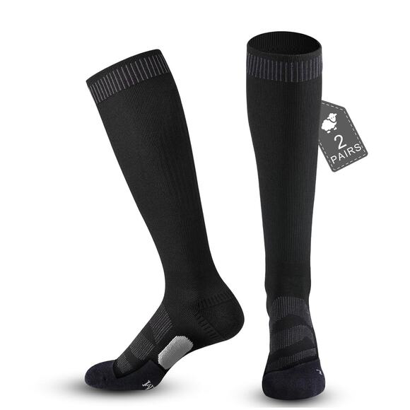 Wool Compression Socks for Women Men Wide Calf Plus Size Cushion Arch Support - Picture 1 of 6